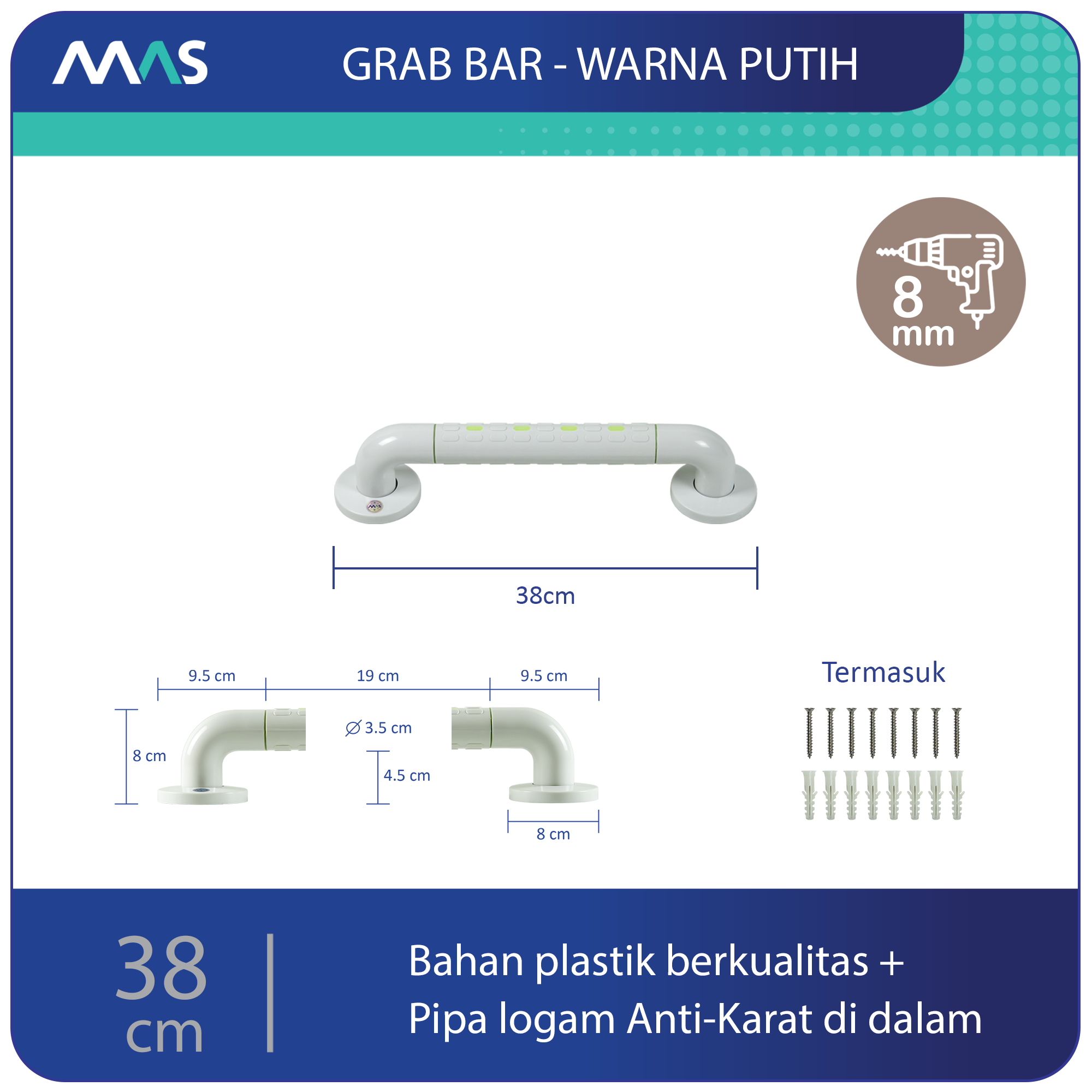 Grab Bar MAS Putih 38 cm