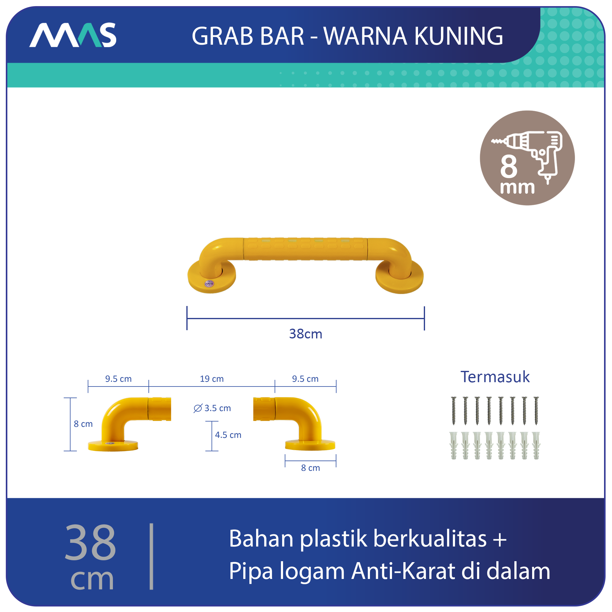 Grab Bar MAS Kuning 38 cm