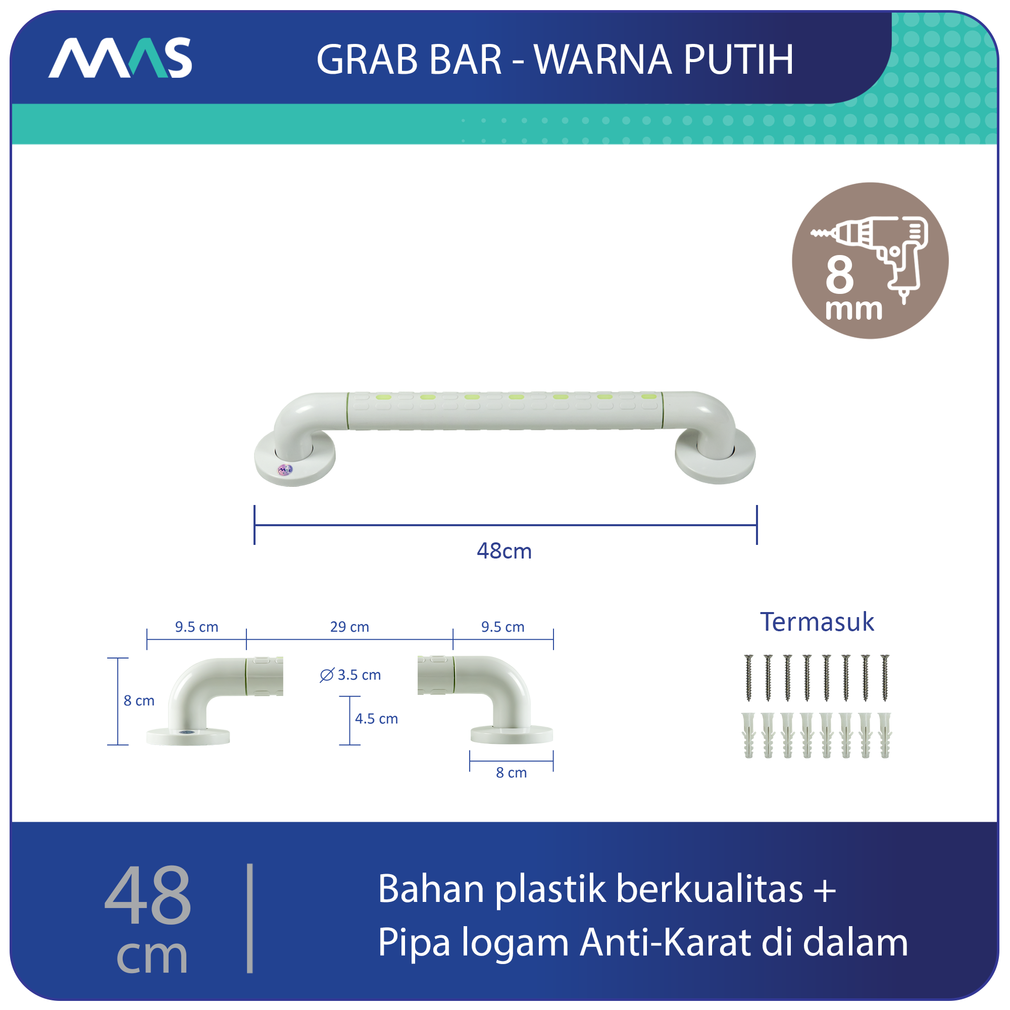 Grab Bar MAS Putih 48 cm