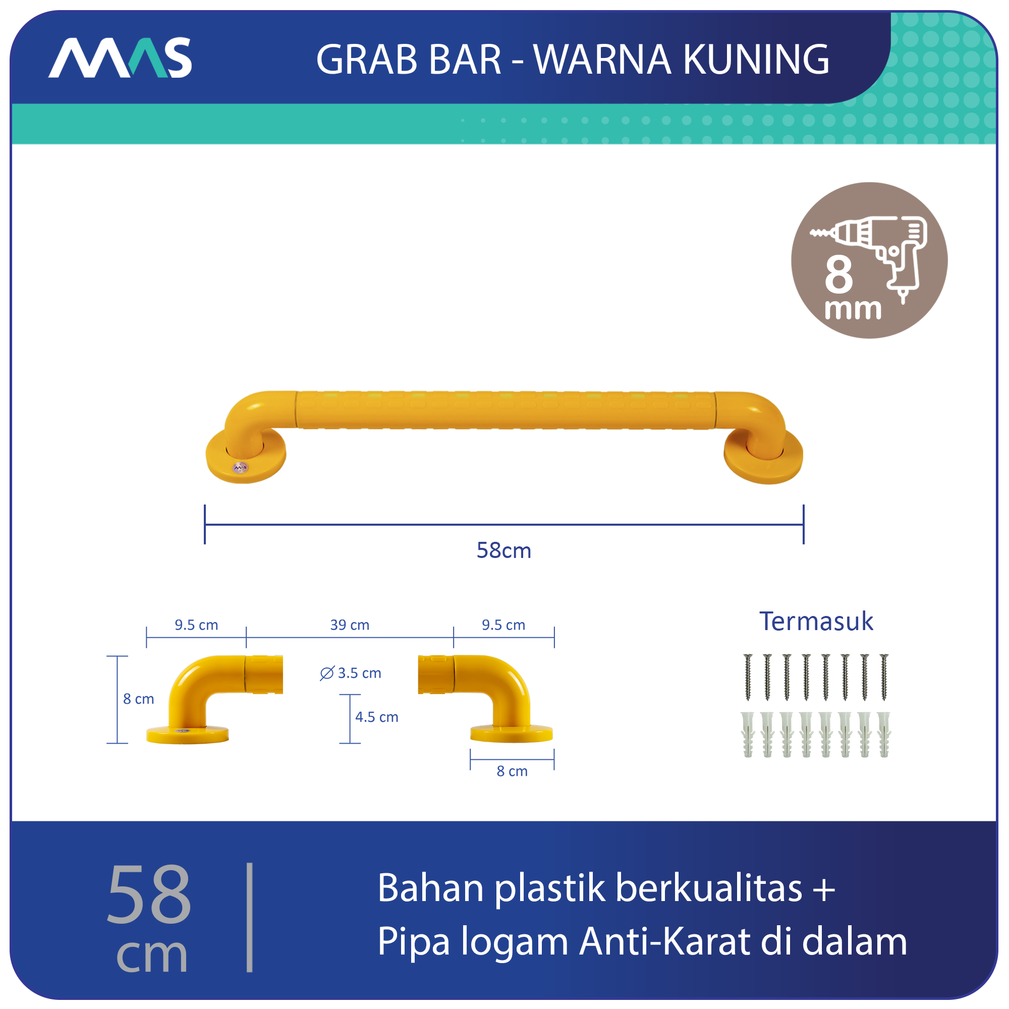Grab Bar MAS Kuning 58 cm