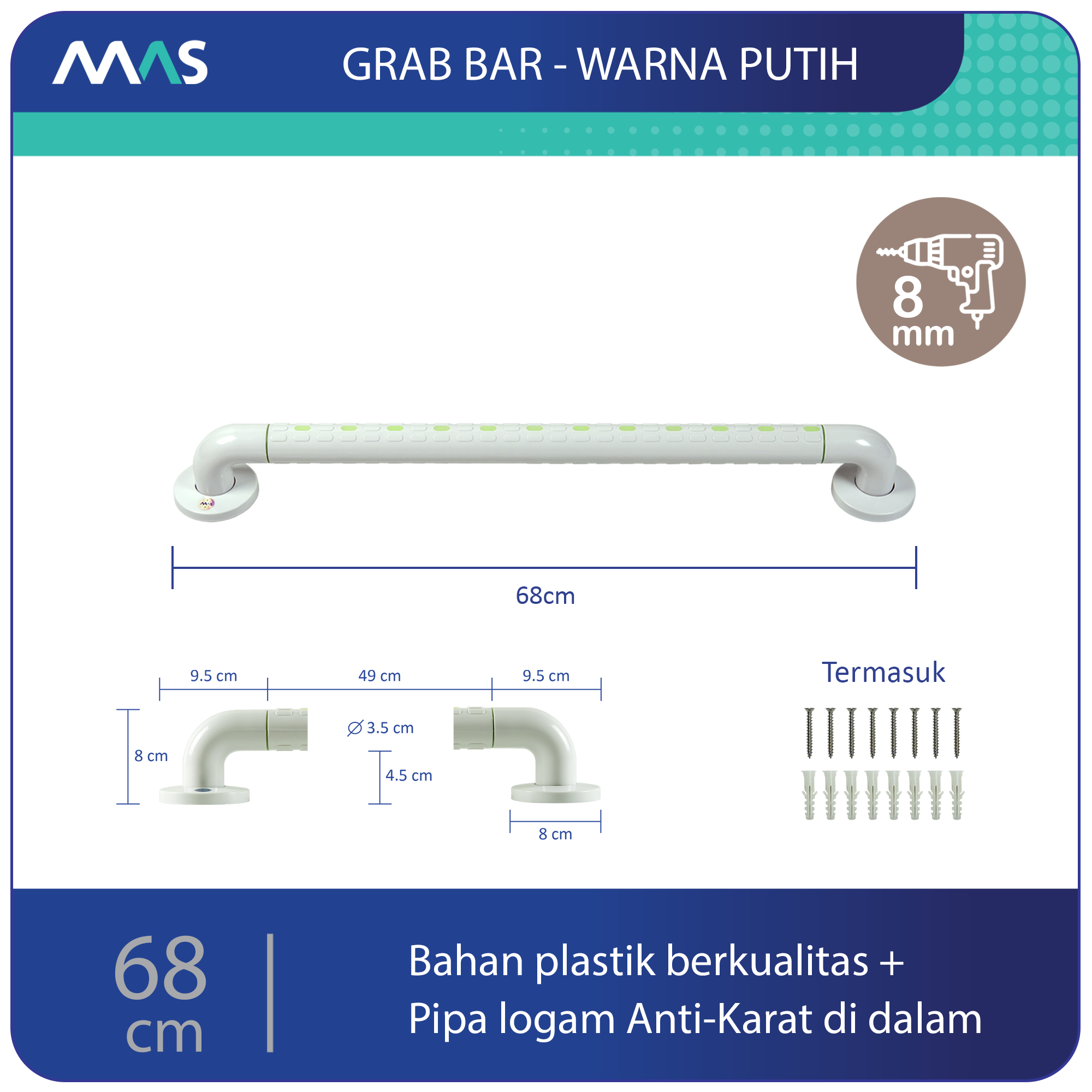 Grab Bar MAS Putih 68 cm