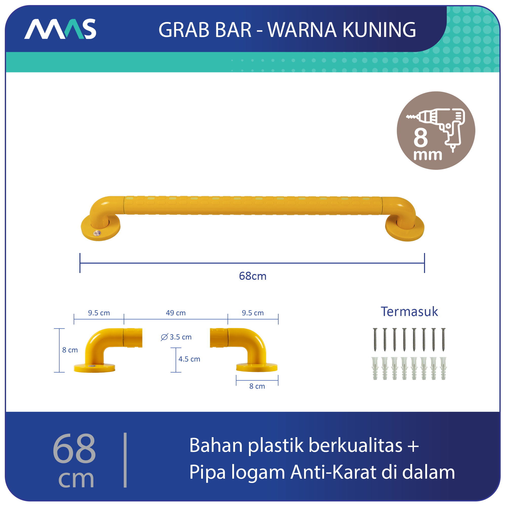 Grab Bar MAS Kuning 68 cm