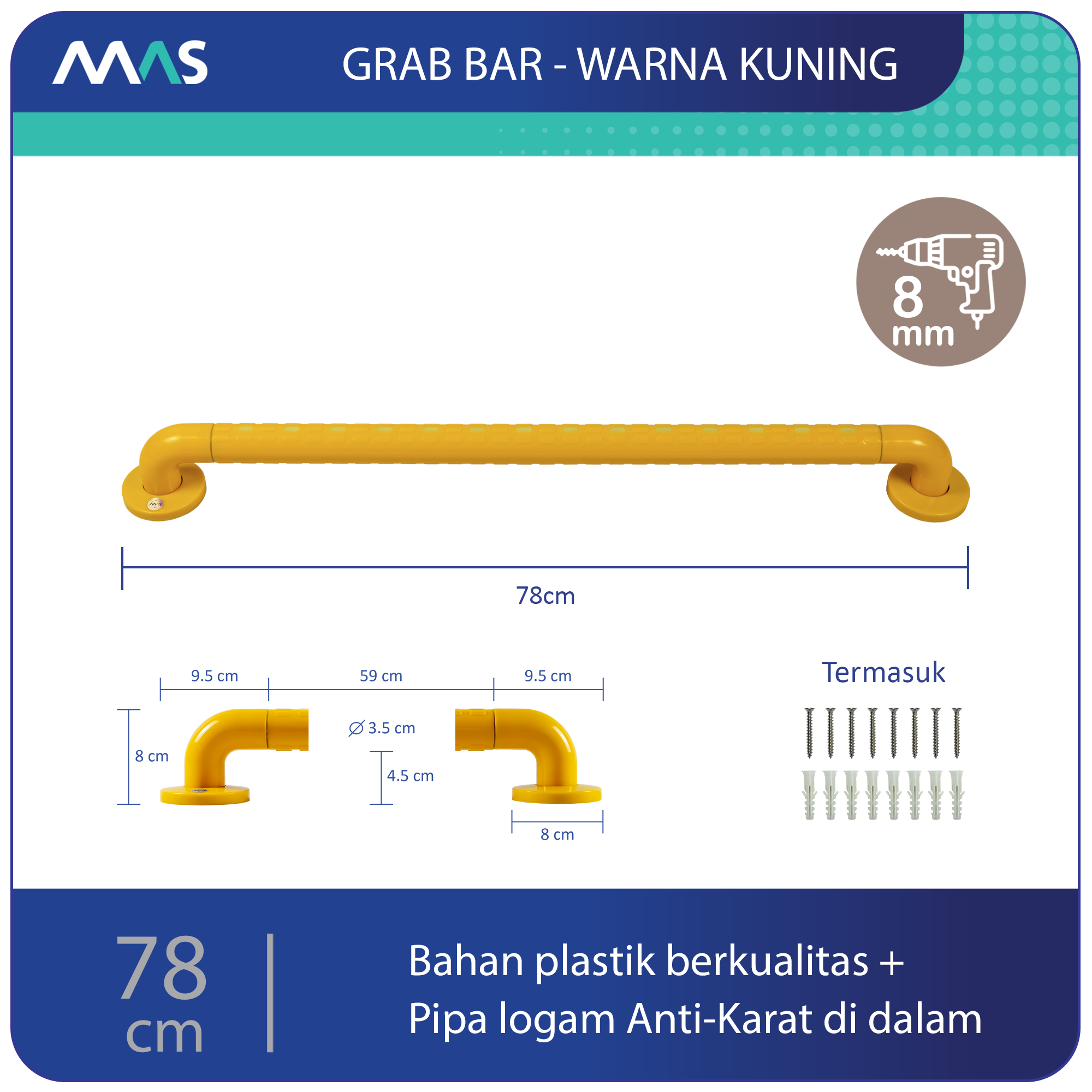Grab Bar Kuning 78 cm