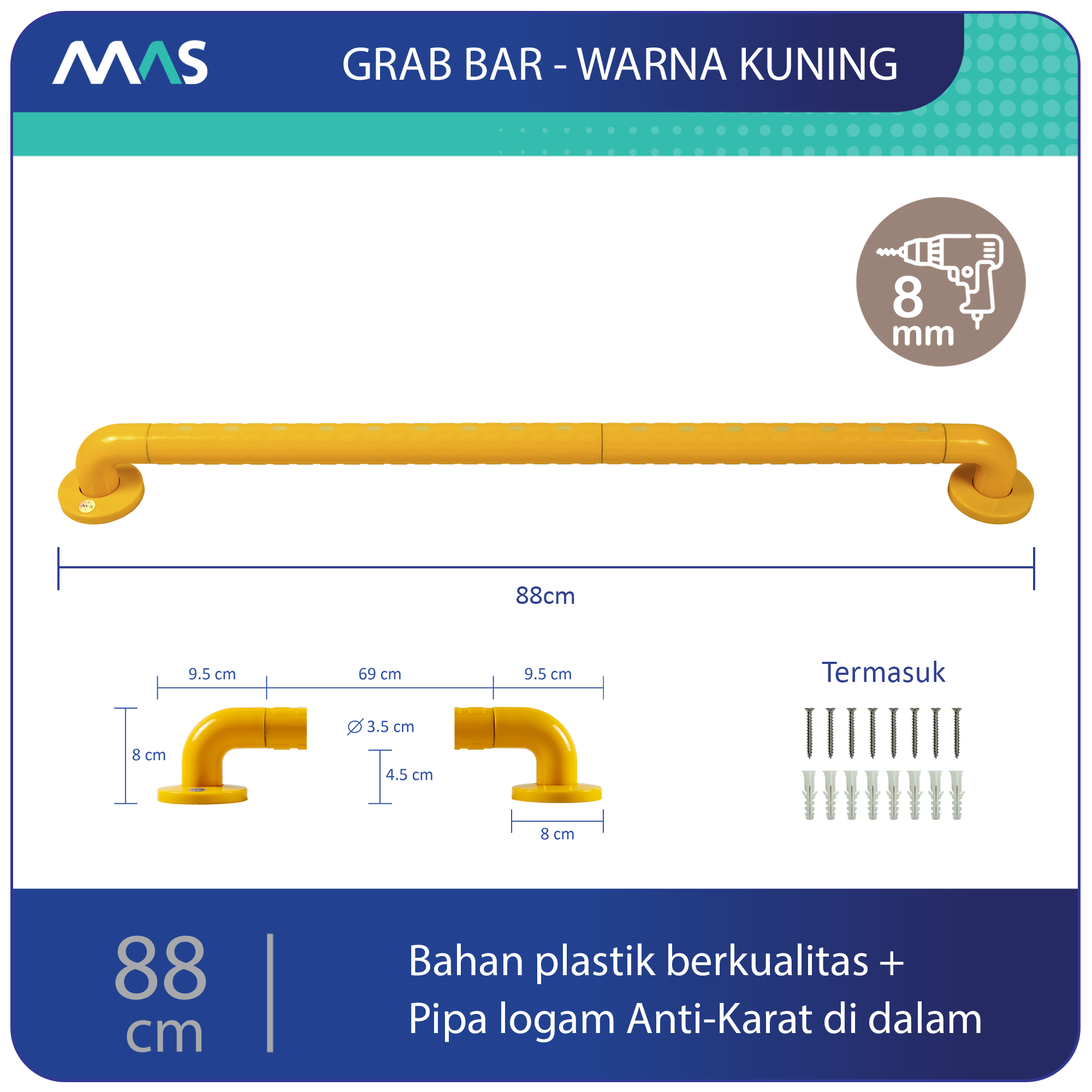 Grab Bar Kuning 88 cm