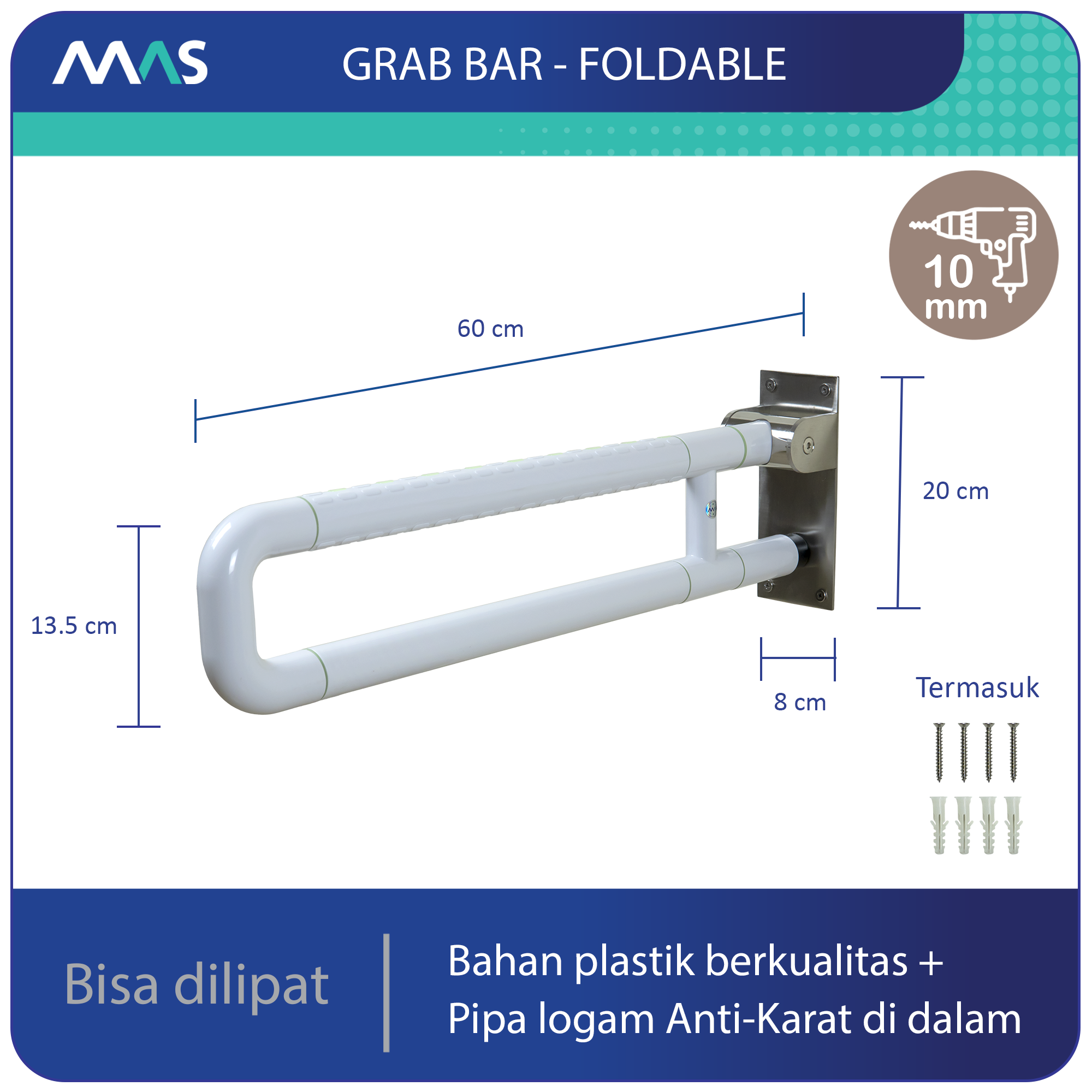 MAS Grab Bar Foldable Putih