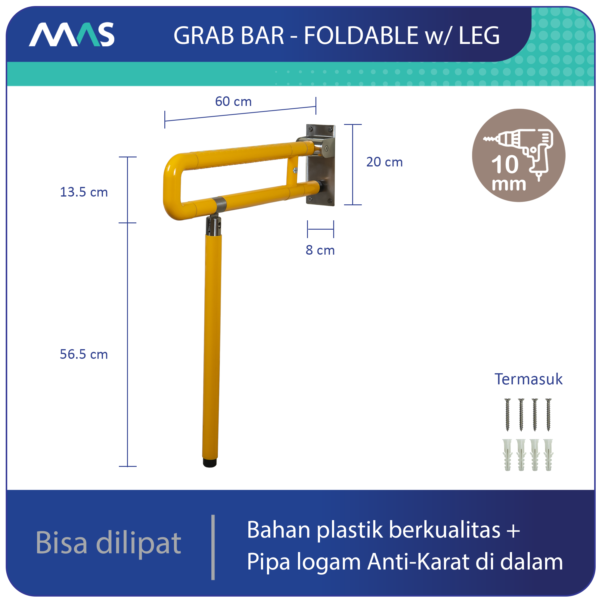 Grab Bar Foldable with Leg Kuning