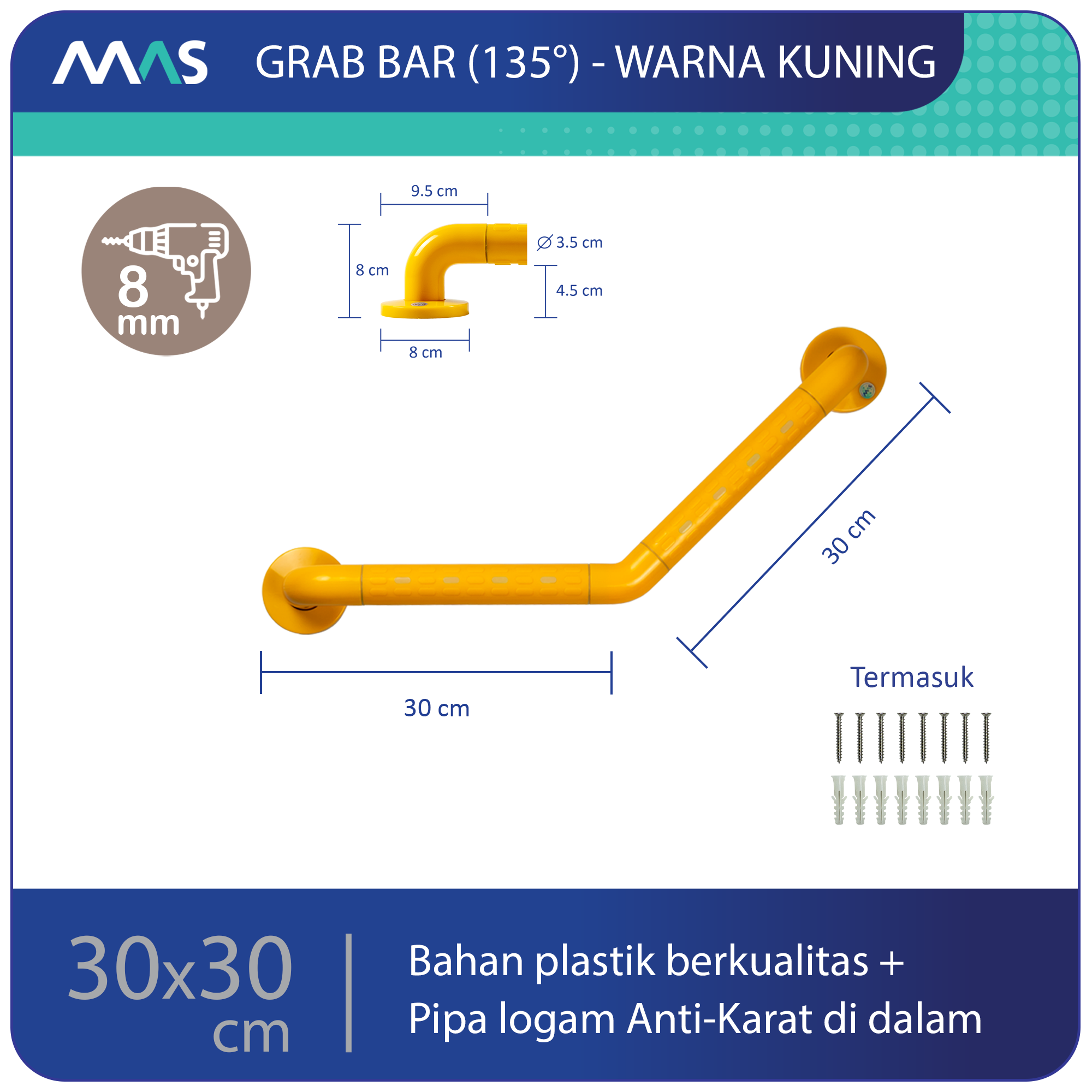 Grab Bar Model 135 derajat Kuning 30 x 30 cm
