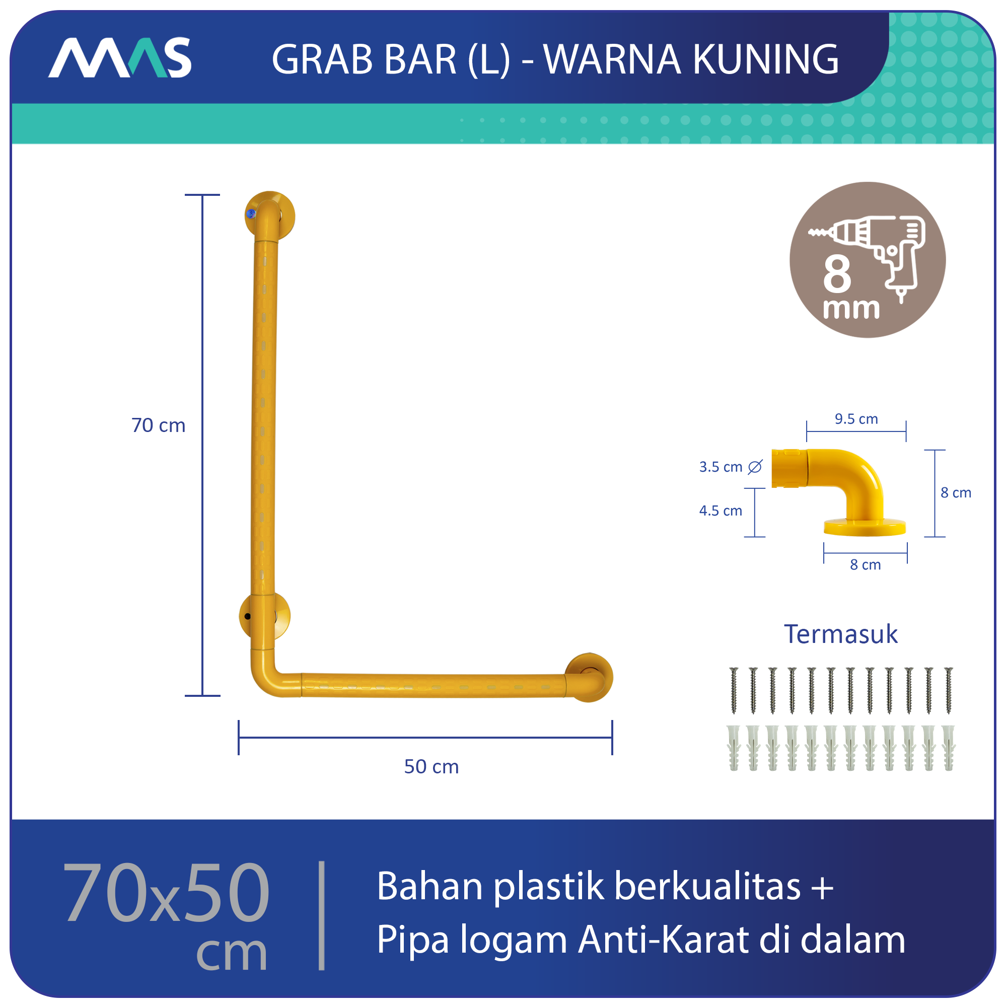 Grab Bar Model L Kuning 70 x 50 cm