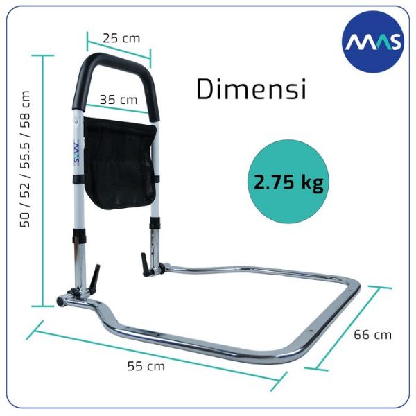 Bed Adjust Rail - Safety Bedrail dewasa lansia, Pegangan tempat tidur - Gambar 5