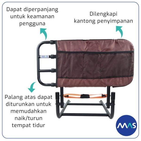 Bed Guard Rail - Safety Bedrail dewasa lansia, Pegangan tempat tidur - Gambar 4