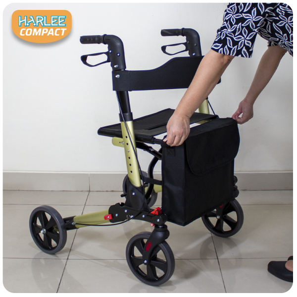 Harlee Compact Rollator - Champagne - Walker beroda roda 4 - Gambar 2