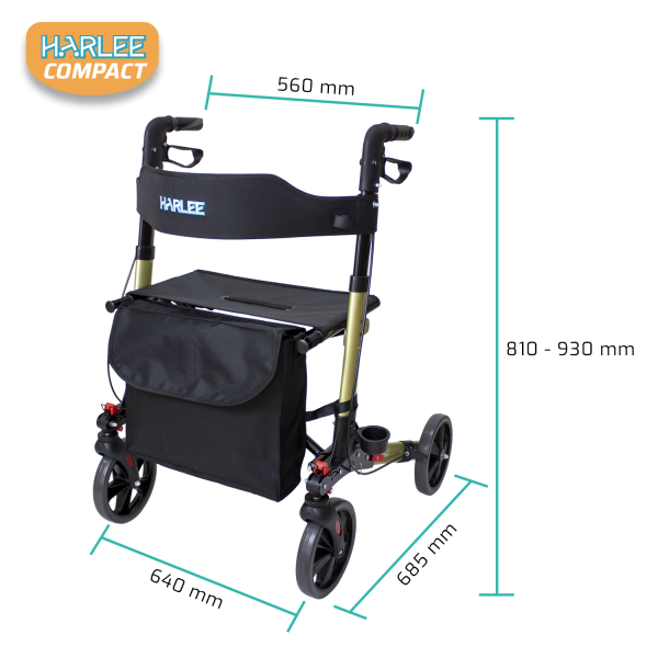 Harlee Compact Rollator - Champagne - Walker beroda roda 4 - Gambar 5