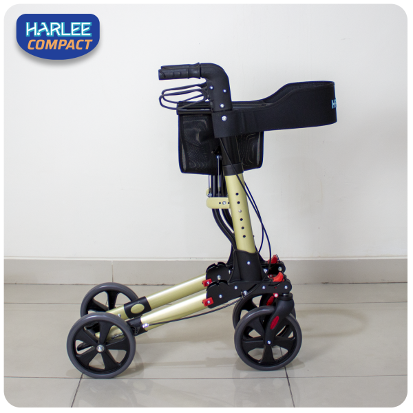 Harlee Compact Rollator - Champagne - Walker beroda roda 4 - Gambar 4