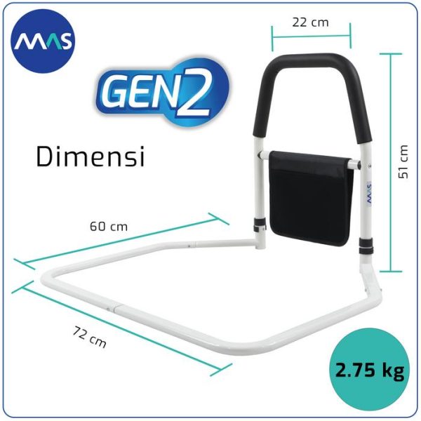 MAS Bed Assist Rail Gen 2, Safety Bedrail dewasa, Pegangan tempat tidur - Gambar 3