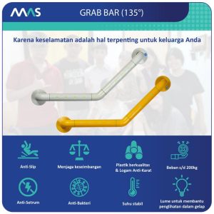 MAS Grab Bar 135° (30x30cm) – Rel Pegangan Anti-Slip utk keseimbangan