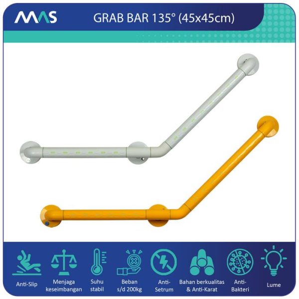 MAS Grab Bar 135° (45x45cm) - Rel Pegangan Anti-Slip utk keseimbangan