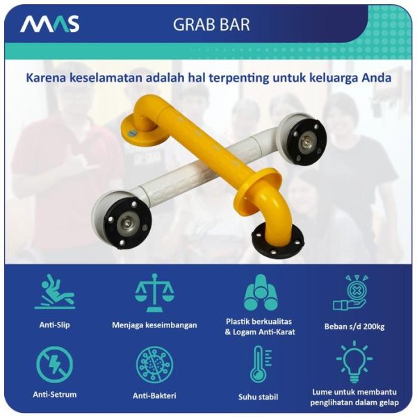 MAS Grab Bar (58cm) - Rel Pegangan Anti-Slip utk keseimbangan - Gambar 4
