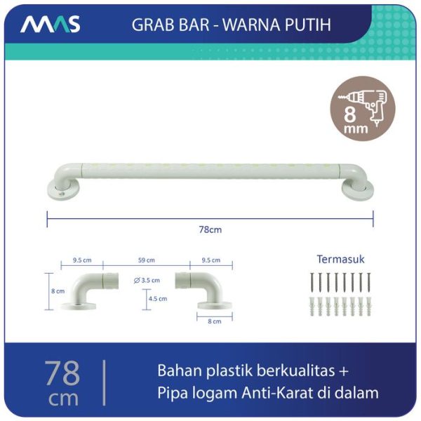 MAS Grab Bar (78cm) - Rel Pegangan Anti-Slip utk keseimbangan - Gambar 6