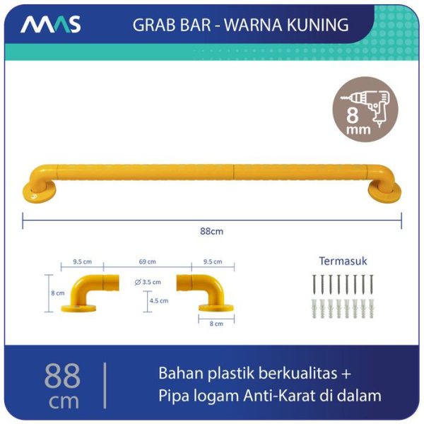 MAS Grab Bar (88cm) - Rel Pegangan Anti-Slip utk keseimbangan - Gambar 7