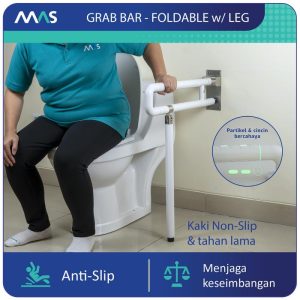 MAS Grab Bar Lipat dgn Kaki – Rel Pegangan Anti-Slip utk keseimbangan