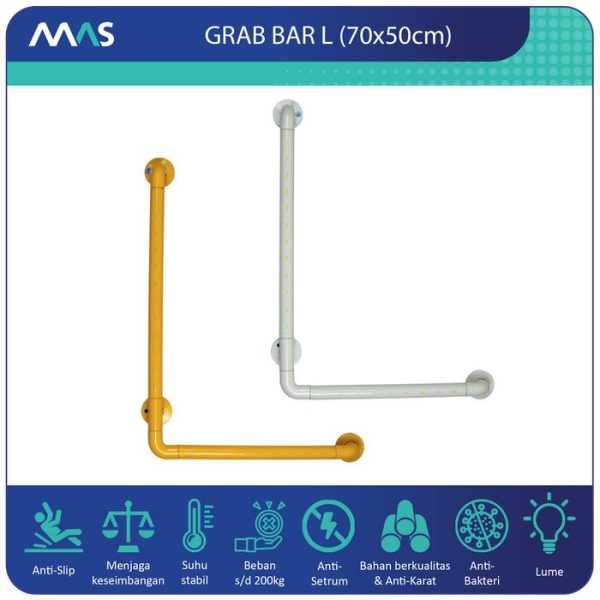 MAS Grab Bar L (70x50cm) - Rel Pegangan Anti-Slip utk keseimbangan