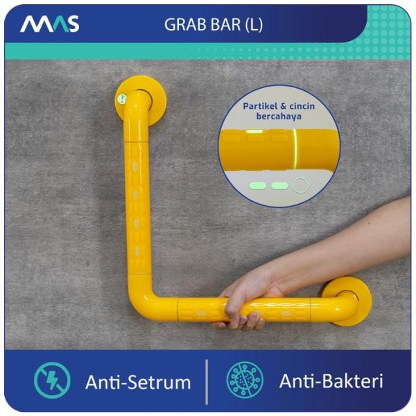 MAS Grab Bar L (70x50cm) - Rel Pegangan Anti-Slip utk keseimbangan - Gambar 4
