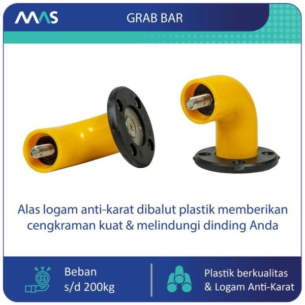 MAS Grab Bar L (70x50cm) - Rel Pegangan Anti-Slip utk keseimbangan - Gambar 5
