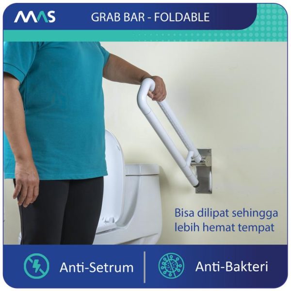 MAS Grab Bar Lipat - Rel Pegangan Anti-Slip utk keseimbangan - Gambar 3