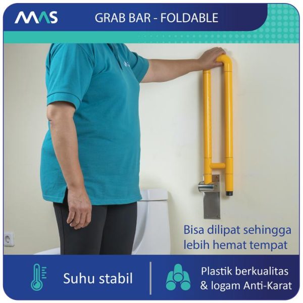 MAS Grab Bar Lipat - Rel Pegangan Anti-Slip utk keseimbangan - Gambar 4