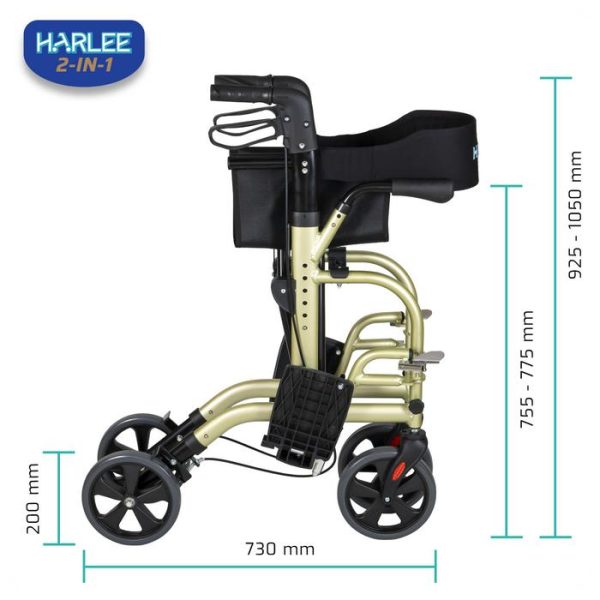 Harlee 2-in-1 Rollator - Alat bantu jalan - Rollator & Kursi Roda Transit - Gambar 7