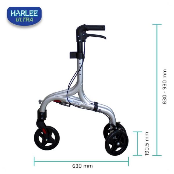 Harlee Ultra Rollator - Alat bantu jalan - Walker beroda roda 3 - Gambar 8