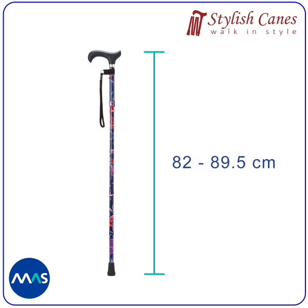 Tongkat Jalan Lipat by Stylish Canes - BlueBase Floral / Walking Stick - Gambar 2