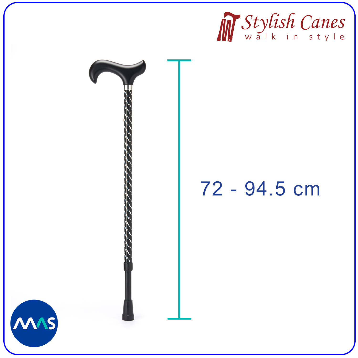 Tongkat Jalan Non Lipat : Stylish Canes Dazzling Black / Walking Stick - Gambar 2