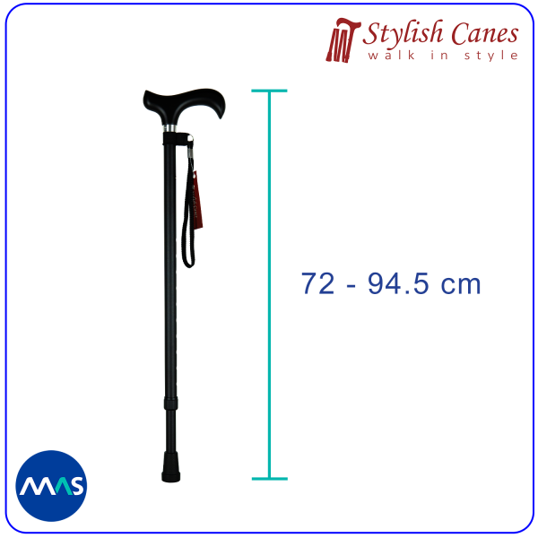 Tongkat Jalan Non Lipat Stylish Canes - Matt Black - Gambar 2