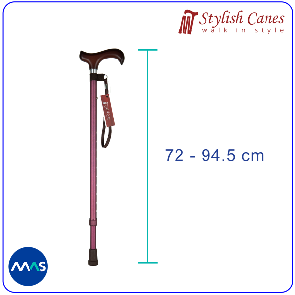 Tongkat Jalan Non Lipat Stylish Canes - Matt Burgundy - Gambar 2