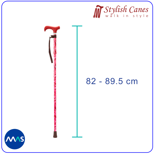 Tongkat Jalan Lipat by Stylish Canes : Vermilion Roses / Walking Stick - Gambar 2