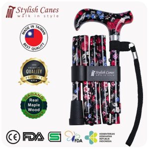 Tongkat Jalan Lipat by Stylish Canes – Berries / Walking Stick