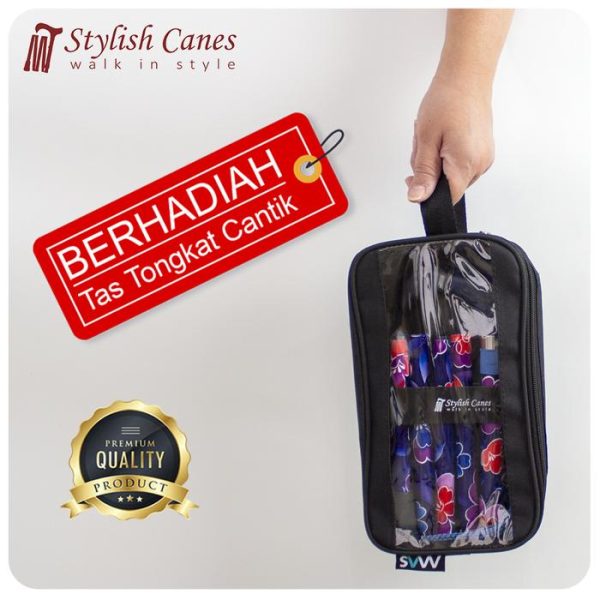 Tongkat Jalan Lipat by Stylish Canes - BlueBase Floral / Walking Stick - Gambar 3