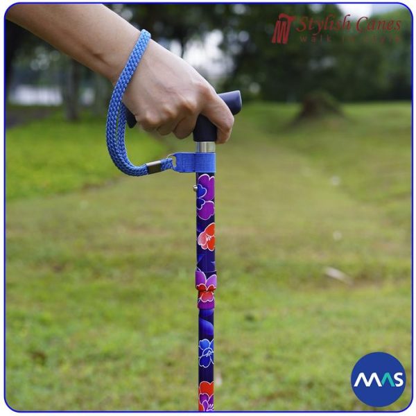 Tongkat Jalan Lipat by Stylish Canes - BlueBase Floral / Walking Stick - Gambar 4