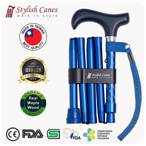 Tongkat Jalan Lipat by Stylish Canes : Dazzling Navy / Walking Stick