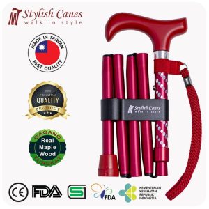 Tongkat Jalan Lipat by Stylish Canes : Dazzling Red / Walking Stick