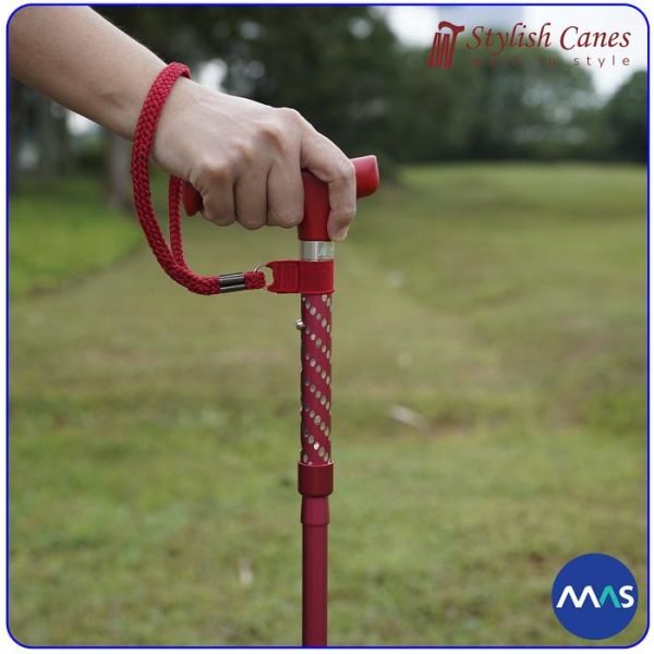 Tongkat Jalan Lipat by Stylish Canes : Dazzling Red / Walking Stick - Gambar 4