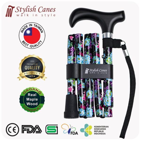 Tongkat Jalan Lipat by Stylish Canes / Evening Blossom / Walking Stick