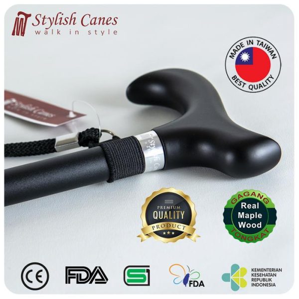 Tongkat Jalan Non Lipat Stylish Canes - Matt Black - Gambar 3