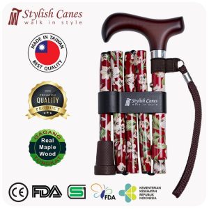 Tongkat Jalan Lipat by Stylish Canes : Tahiti Red / Walking Stick