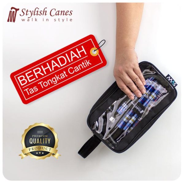 Tongkat Jalan Lipat by Stylish Canes : Tartan Blue / Walking Stick - Gambar 3