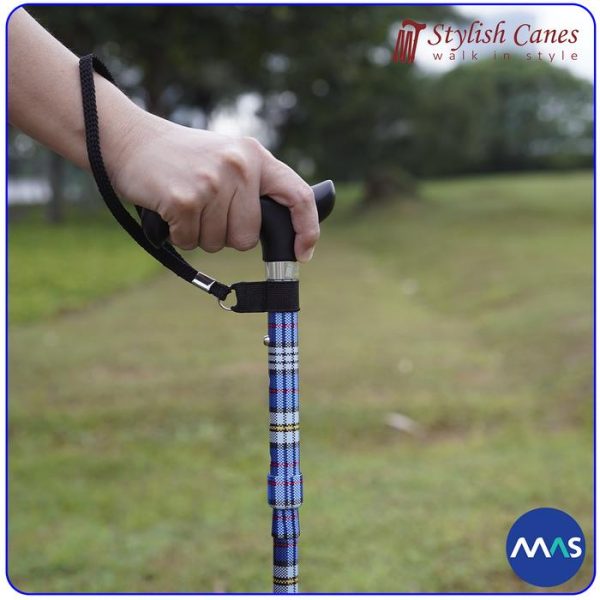 Tongkat Jalan Lipat by Stylish Canes : Tartan Blue / Walking Stick - Gambar 4