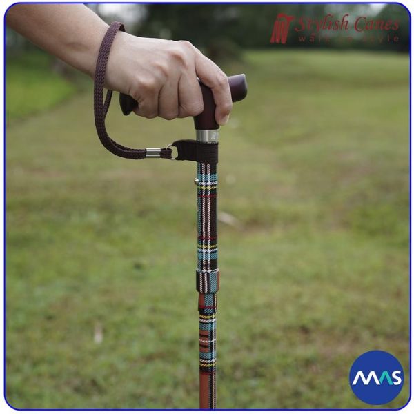 Tongkat Jalan Lipat by Stylish Canes : Tartan Red / Walking Stick - Gambar 4