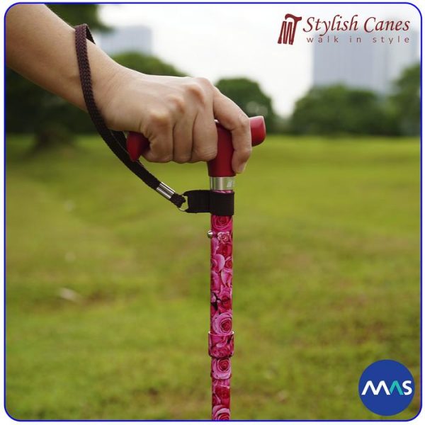 Tongkat Jalan Lipat by Stylish Canes : Vermilion Roses / Walking Stick - Gambar 4