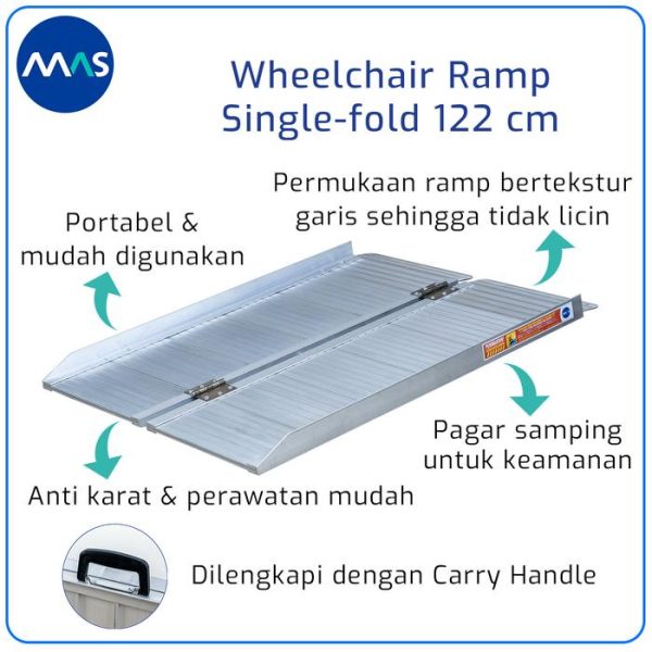 MAS Wheelchair Ramp / Jalur Landai Kursi Roda - Single-fold 122cm - Gambar 5
